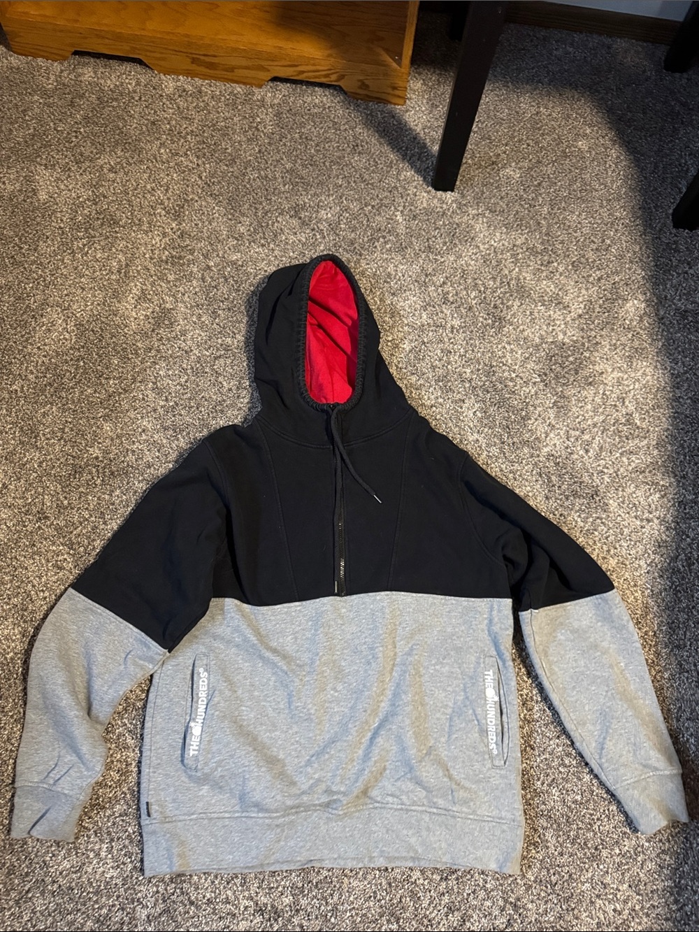 The Hundreds Gray & Black Logo Zip Hoodie